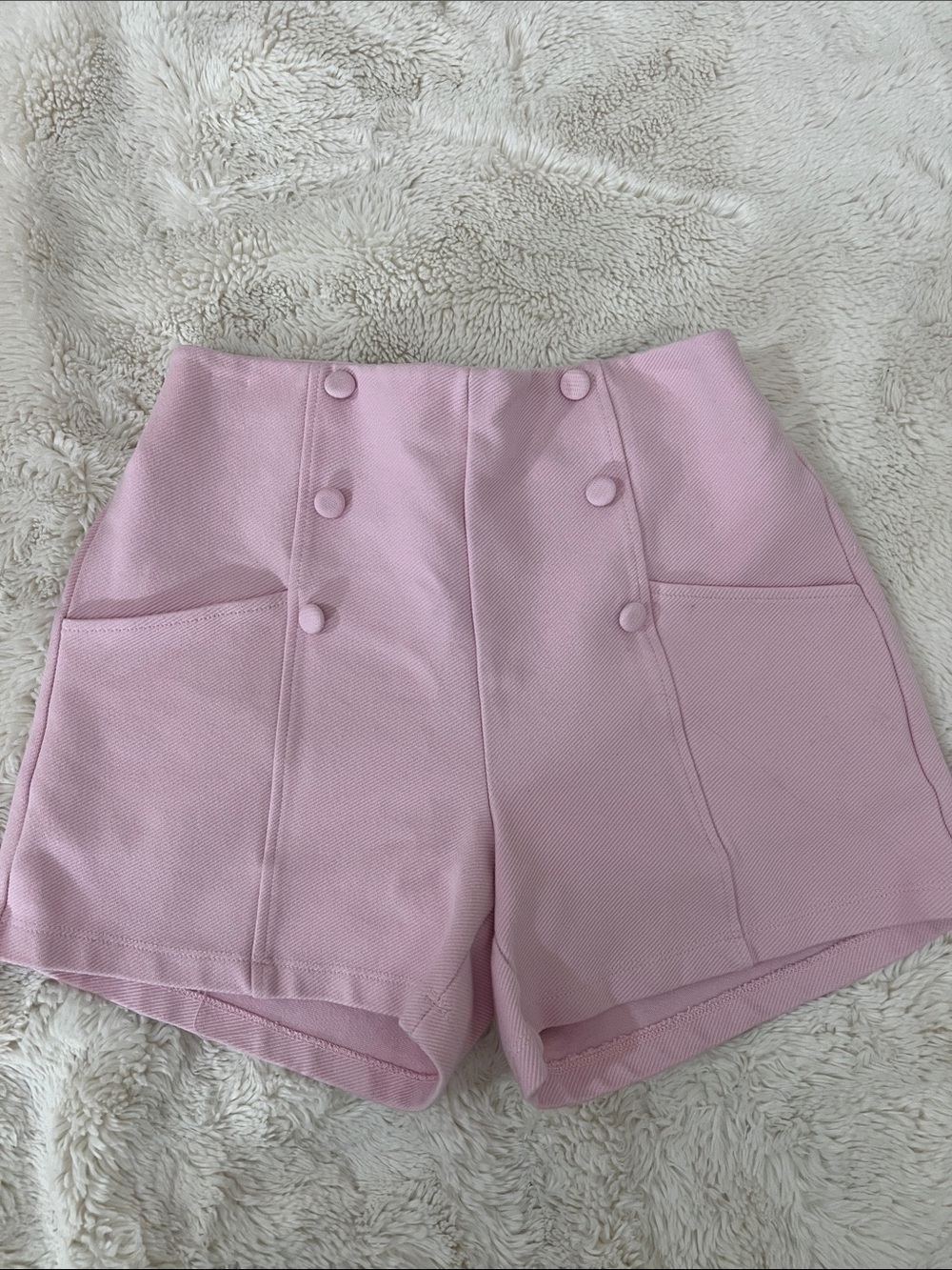 Zara Pink Double-Button High-Waist Shorts